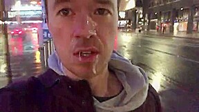 Public facial and cum walk!